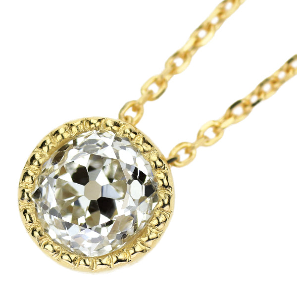 新品 K18YG オールドヨーロピアンブリリアントカット ダイヤモンド ペンダントネックレス 0.558ct I VS2 鍛造ミルグレイン【エスコレ】