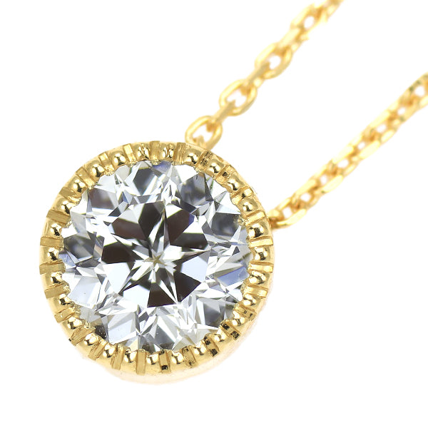 新品 K18YG 多面/スターカット ダイヤモンド ペンダントネックレス 0.541ct K SI1 鍛造ミルグレイン【エスコレ】