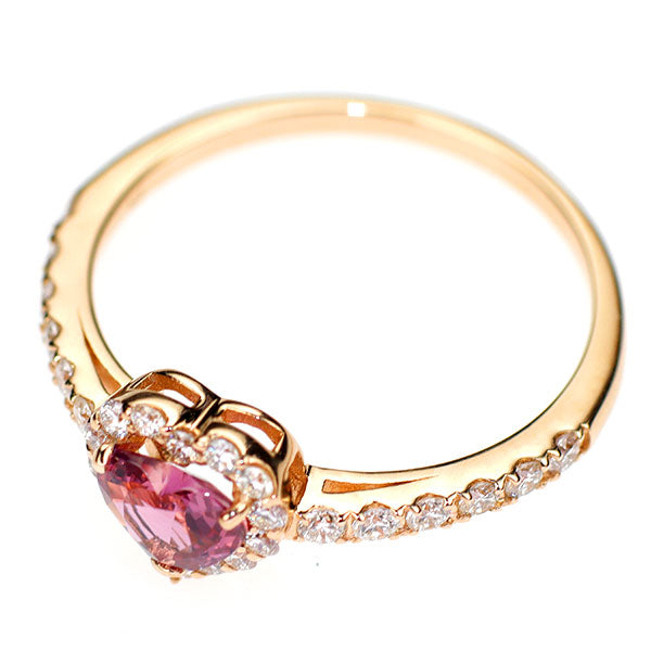 新品 K18PG モザンビーク産非加熱パパラチアサファイア ダイヤモンド リング 0.43ct D0.28ct【エスコレ】