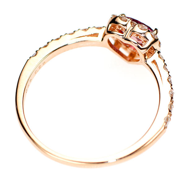 新品 K18PG モザンビーク産非加熱パパラチアサファイア ダイヤモンド リング 0.43ct D0.28ct【エスコレ】