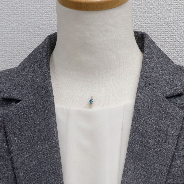 新品 Pt950 カンボジア産ラタナキリブルージルコン ダイヤモンド ペンダントトップ 0.80ct D0.01ct 【エスコレ】