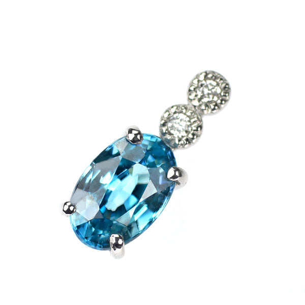 新品 Pt950 カンボジア産ラタナキリブルージルコン ペンダントトップ 0.70ct D0.01ct 【エスコレ】