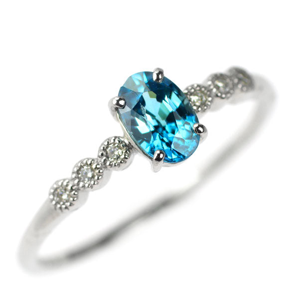 新品 Pt950 カンボジア産ラタナキリブルージルコン ダイヤモンド リング 0.70ct D0.03ct 【エスコレ】