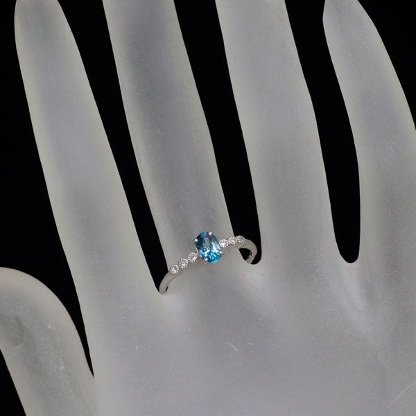 新品 Pt950 カンボジア産ラタナキリブルージルコン ダイヤモンド リング 0.80ct D0.03ct 【エスコレ】