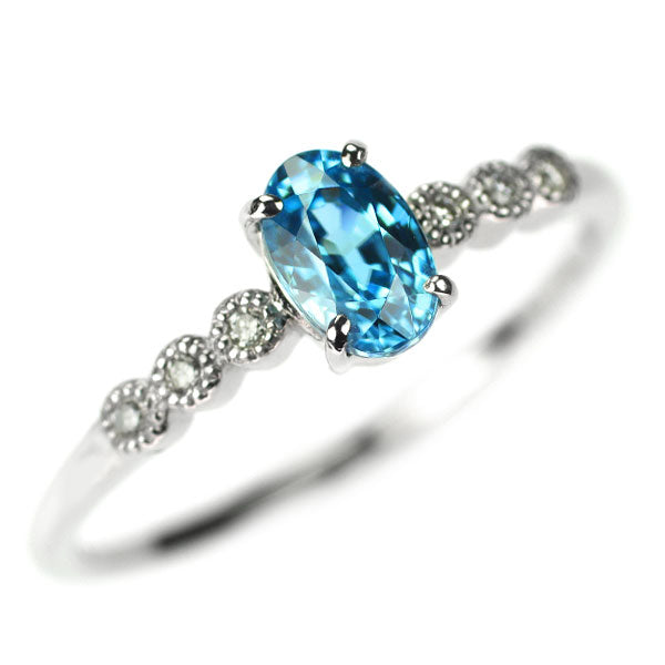 新品 Pt950 カンボジア産ラタナキリブルージルコン ダイヤモンド リング 0.80ct D0.03ct 【エスコレ】