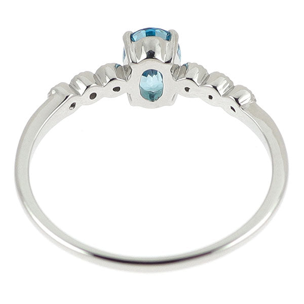 新品 Pt950 カンボジア産 ラタナキリブルージルコン ダイヤモンド リング 0.70ct D0.03ct【エスコレ】
