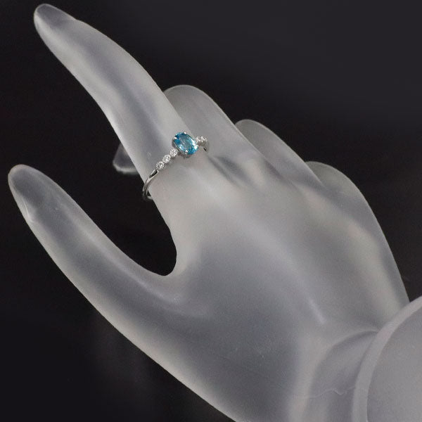 新品 Pt950 カンボジア産 ラタナキリブルージルコン ダイヤモンド リング 0.70ct D0.03ct【エスコレ】
