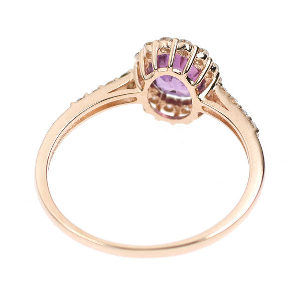 新品 希少 K18PG 非加熱ラベンダー サファイア ダイヤモンド リング 1.01ct D0.26ct 【エスコレ】