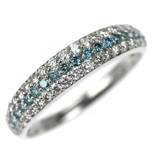 Pt900 トリートブルー/カラーレス ダイヤモンド リング 0.50ct