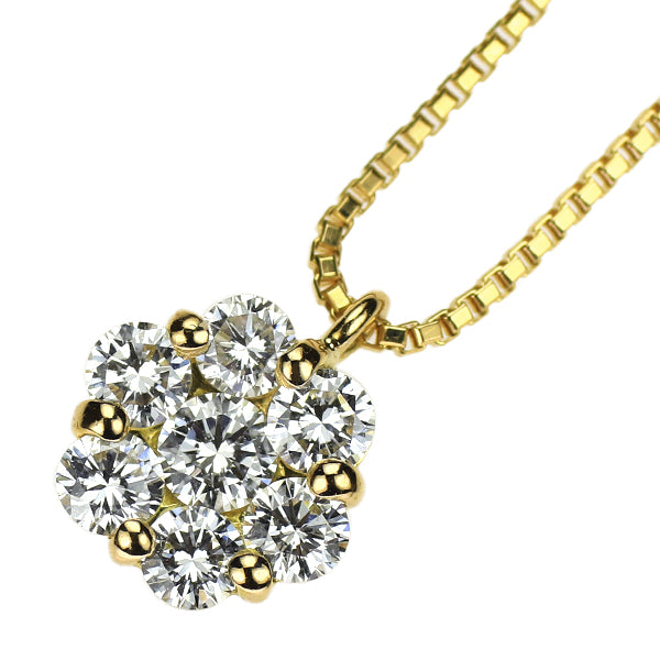 K18YG ダイヤモンド ペンダントネックレス 0.30ct フラワー
