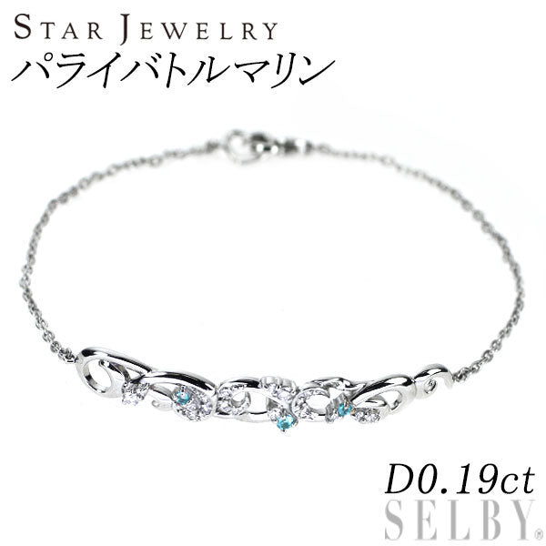 スタージュエリー Pt950 パライバトルマリン ダイヤモンド ブレスレット D0.19ct