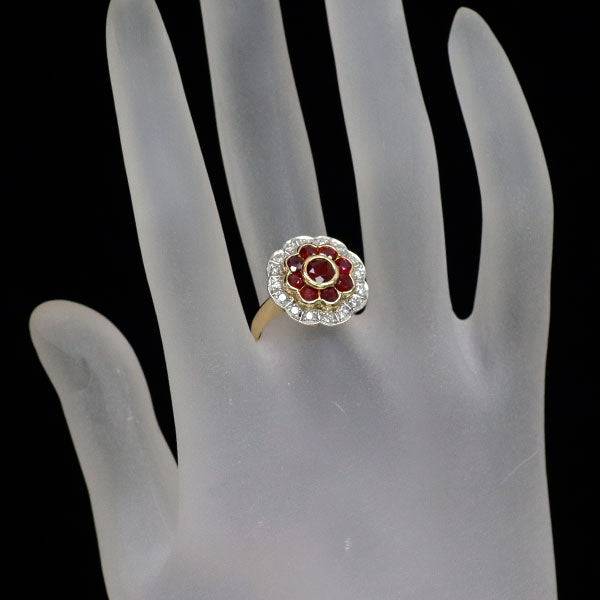 K18YG/Pt900 ルビー ダイヤモンド リング 0.52ct R0.84ct D0.26ct