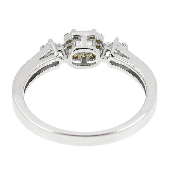 GSTV Pt950 プリンセスカット ダイヤモンド トリートイエローダイヤモンド リング 0.16ct D0.14ct