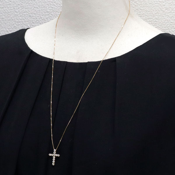K18YG ダイヤモンド ペンダントネックレス 1.00ct クロス