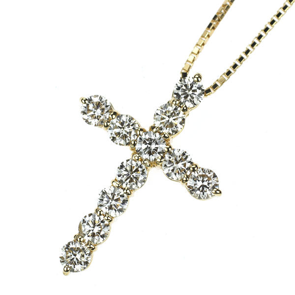 K18YG ダイヤモンド ペンダントネックレス 1.00ct クロス