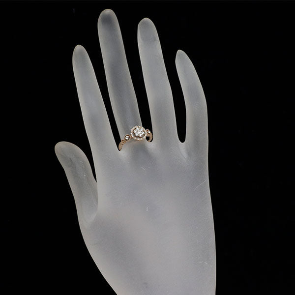 K18PG ダイヤモンド リング 0.28ct フラワー