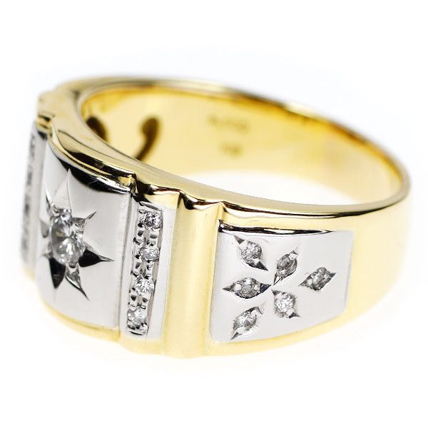 K18YG/Pt900 ダイヤモンド リング 0.28ct 印台