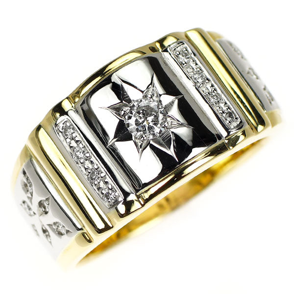 K18YG/Pt900 ダイヤモンド リング 0.28ct 印台