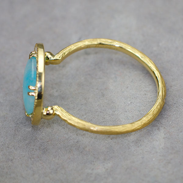 K18YG パライバトルマリンインクォーツ ダイヤモンド リング 1.667ct