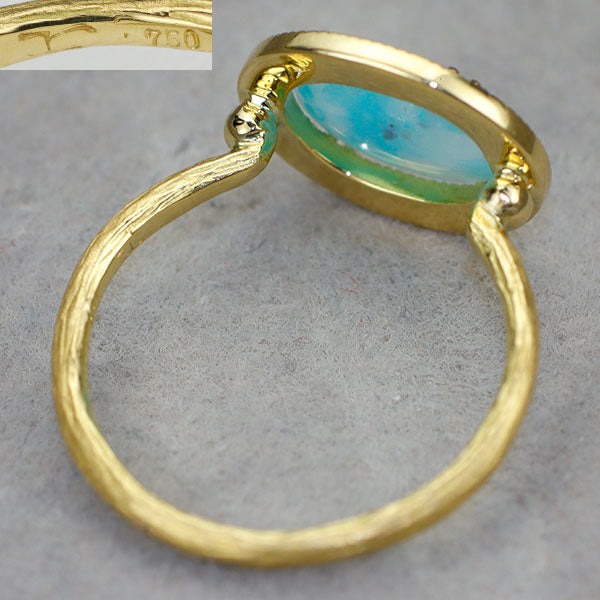 K18YG パライバトルマリンインクォーツ ダイヤモンド リング 1.667ct