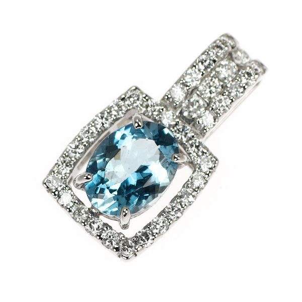 Pt900 アクアマリン ダイヤモンド ペンダントトップ 1.17ct D0.48ct