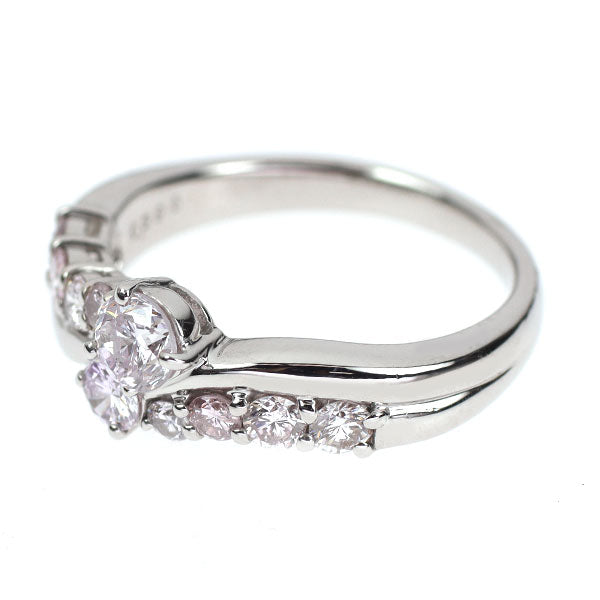 Pt900 天然ピンク/カラーレス ダイヤモンド リング 0.395ct D0.605ct 希少