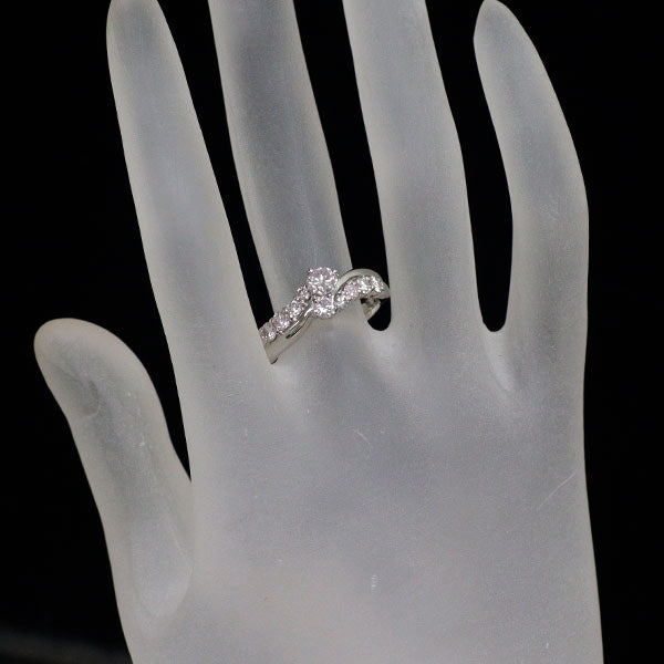 Pt900 天然ピンク/カラーレス ダイヤモンド リング 0.395ct D0.605ct 希少