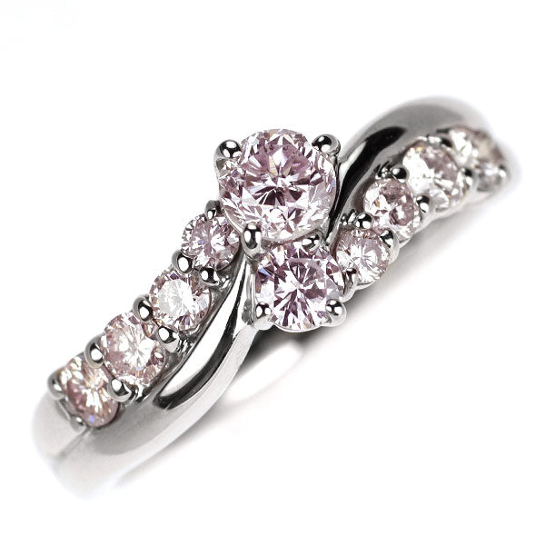 Pt900 天然ピンク/カラーレス ダイヤモンド リング 0.395ct D0.605ct 希少