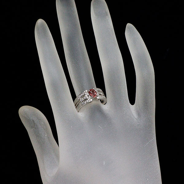 Pt900 ファンシーカラーサファイア ダイヤモンド リング 0.77ct D0.22ct
