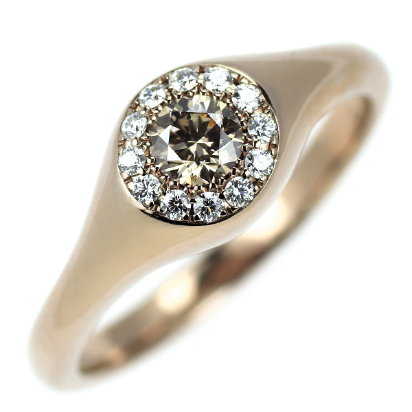 カシケイ K18BG ブラウン ダイヤモンド  リング 0.25ct D0.09ct カシケイモア