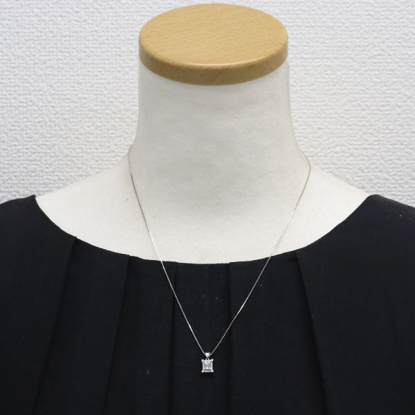 Pt900/ Pt850 レクタンギュラーステップカット ダイヤモンド ペンダントネックレス 0.339ct D VS1 G/G D0.10ct