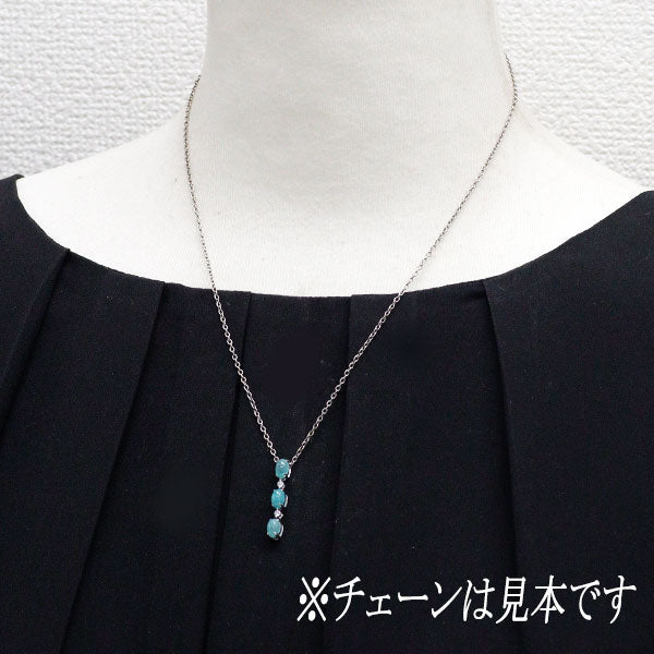 希少 K18WG カボションカット パライバ トルマリン ダイヤモンド ペンダントトップ 1.50ct D0.05ct