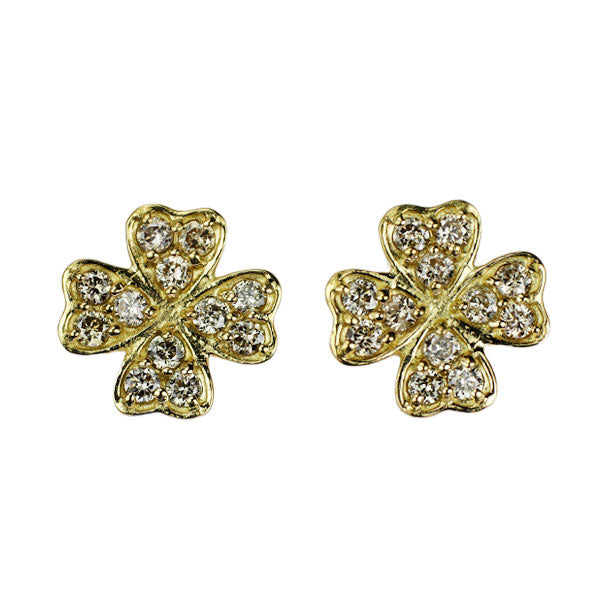 K18YG ダイヤモンド ピアス 0.30ct クローバー