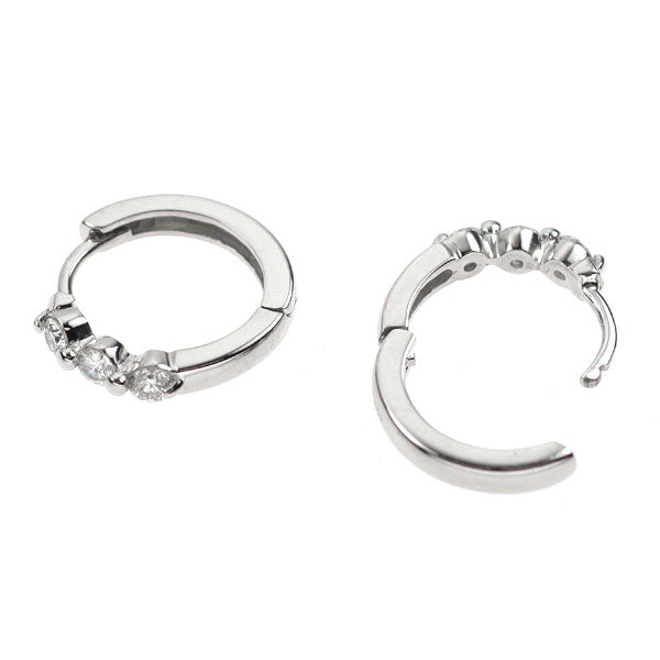 Pt900 ダイヤモンド ピアス 0.30ct フープ スリーストーン