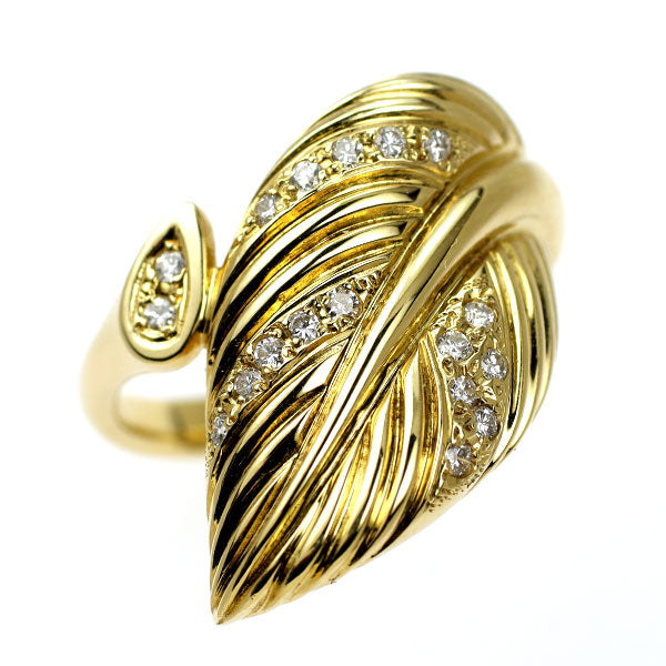 K18YG ダイヤモンド リング 0.18ct 植物