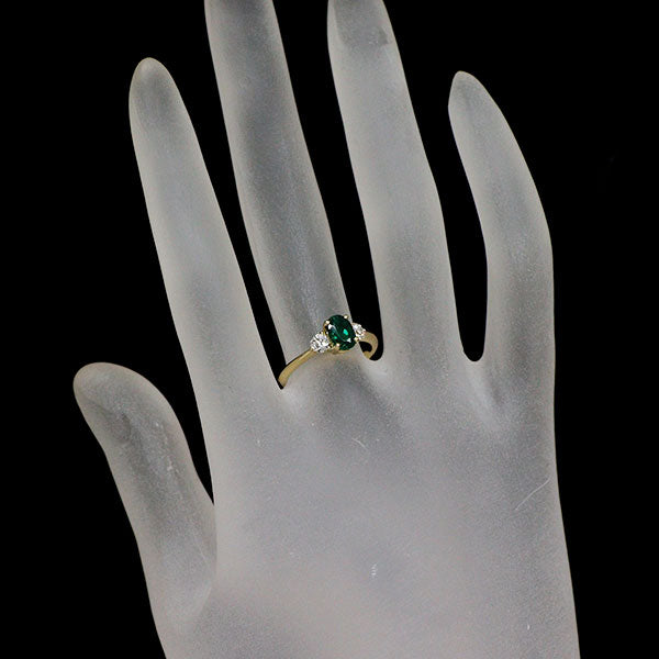 K18YG エメラルド H&Cダイヤモンド リング 0.65ct D0.249ct