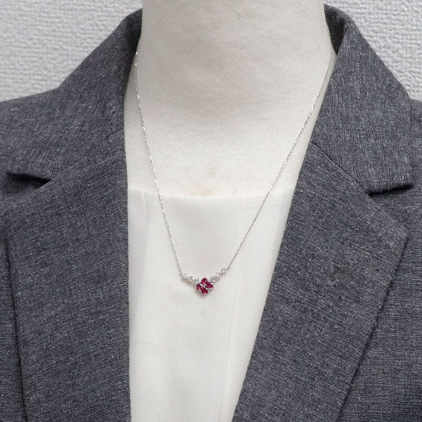 K18WG ルビー ダイヤモンド ペンダントネックレス 0.73ct D0.50ct