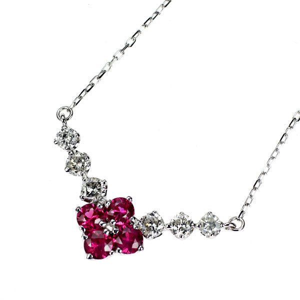 K18WG ルビー ダイヤモンド ペンダントネックレス 0.73ct D0.50ct