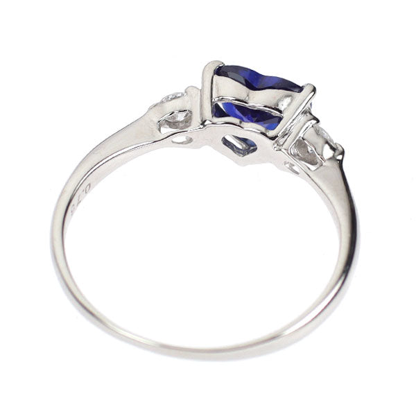 Pt900 ハートシェイプ サファイア ダイヤモンド リング 0.76ct D0.10ct