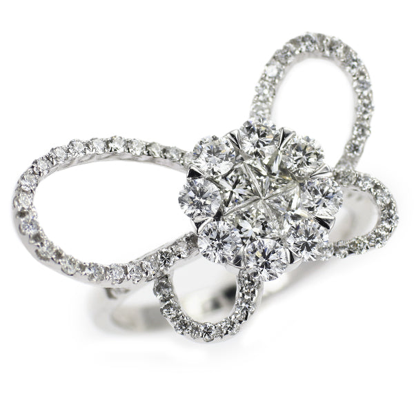 K18WG ダイヤモンド リング 1.42ct ミステリーセッティング