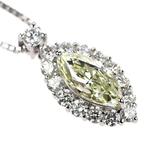 Pt900/ Pt850 マーキス ダイヤモンド ペンダントネックレス 2.006ct VLY VS1 D1.04ct
