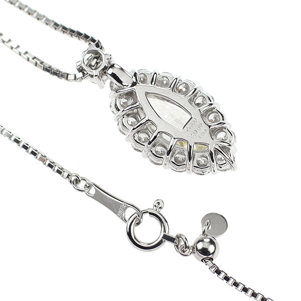 Pt900/ Pt850 マーキス ダイヤモンド ペンダントネックレス 2.006ct VLY VS1 D1.04ct