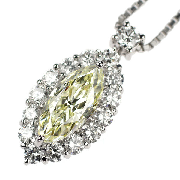 Pt900/ Pt850 マーキス ダイヤモンド ペンダントネックレス 2.006ct VLY VS1 D1.04ct