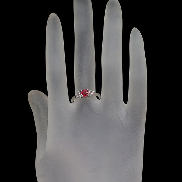 新品 Pt900 ピンクスピネル ダイヤモンド リング 0.46ct D0.18ct【エスコレ】