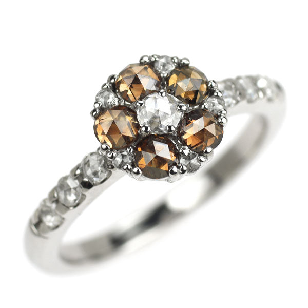新品 Pt900 ローズカット ダイヤモンド リング 0.51ct 0.20ct【エスコレ】フラワー