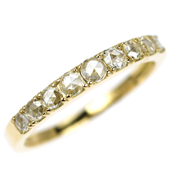 新品 K18YG ローズカット ダイヤモンド リング 0.30ct ハーフエタニティ【エスコレ】