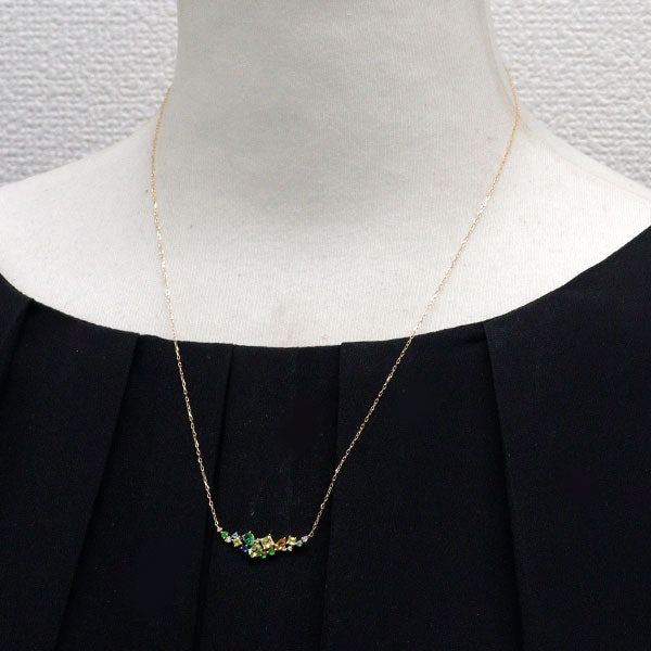 新品 希少 K18YG マルチカラーストーン ダイヤモンド ペンダントネックレス 0.84ct D0.05ct 【エスコレ】