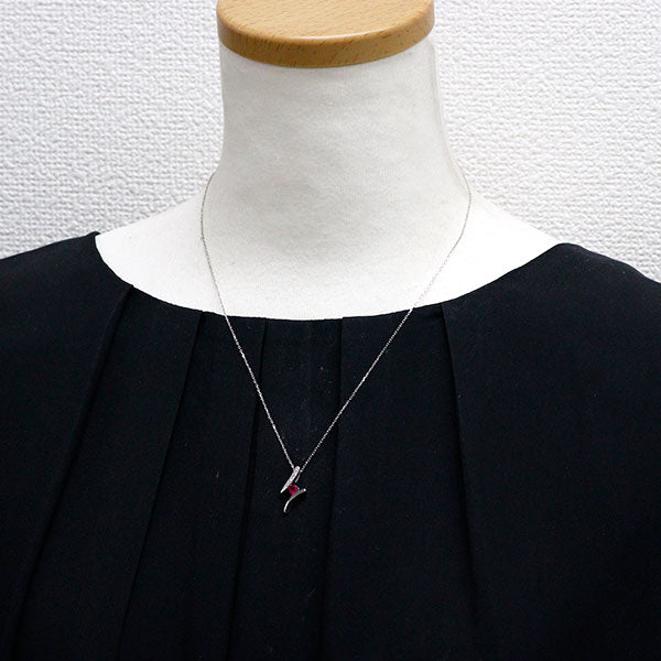 K18WG ルビー ダイヤモンド ペンダントネックレス 0.246ct D0.04ct
