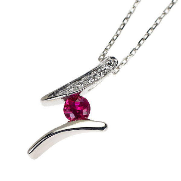 K18WG ルビー ダイヤモンド ペンダントネックレス 0.246ct D0.04ct