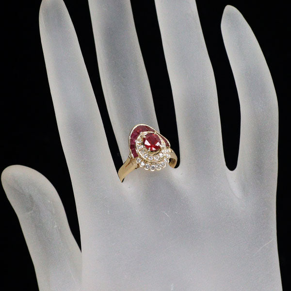 K18YG ルビー ダイヤモンド リング 0.77ct R0.97ct D0.24ct